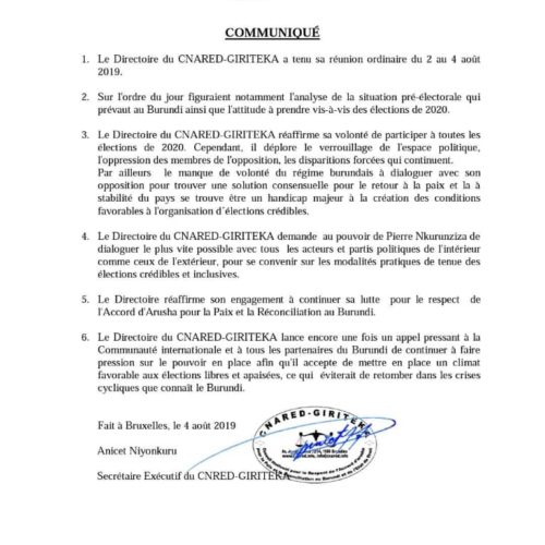 ÉLECTIONS 2020 : le CNARED pose des conditions pour participer aux élections