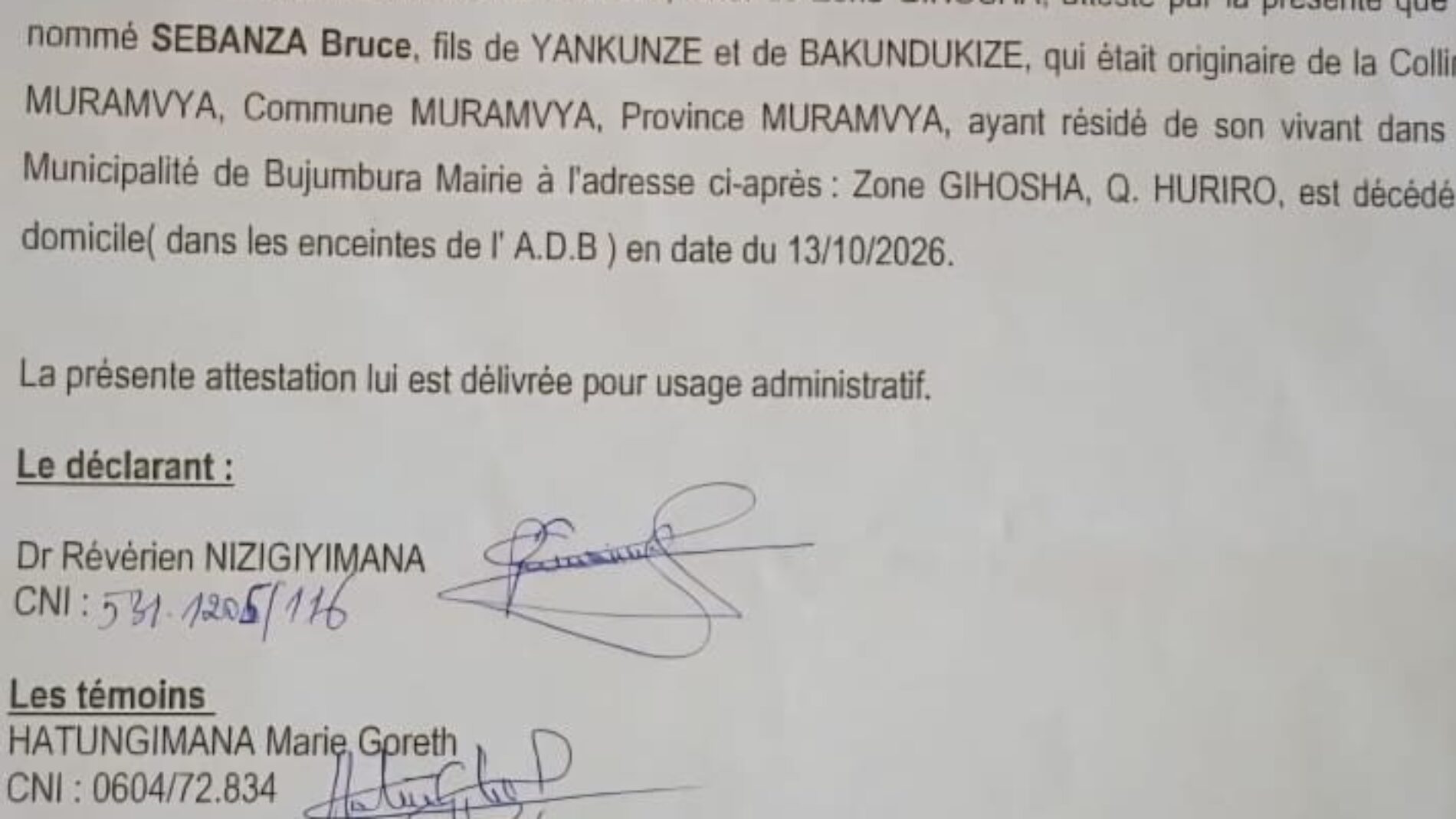 Burundi : Bruce Sebanza dies at the ADB, its director general named as the person who reported a death disguised as a death at home